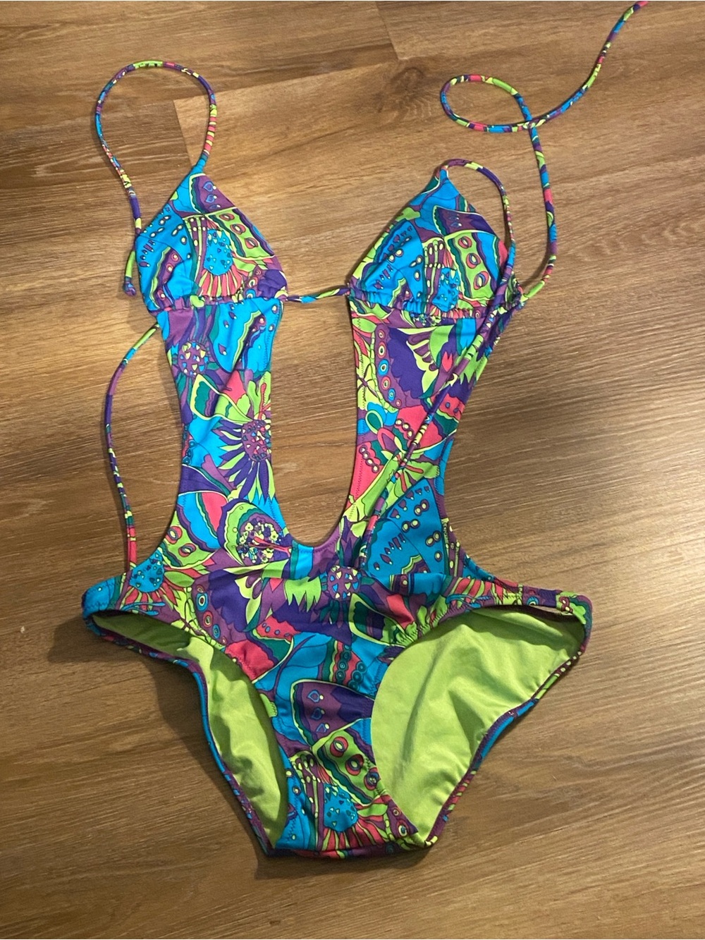 Victoria Secret Multicolor Floral One-Piece Swimsuit - Green Lining